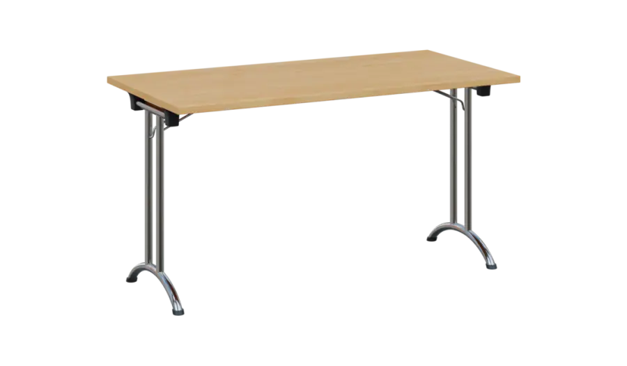 SLC 140 chrom skládací jednací stůl 1394x700, deska 25 mm, podnož chrom, deska javor horský